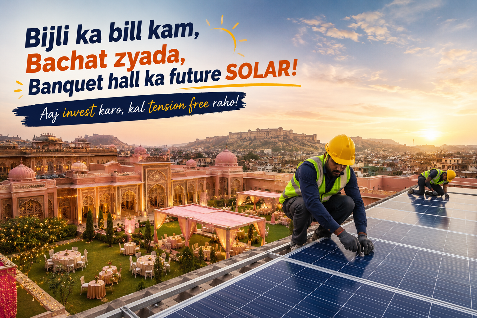 Solar Panel Installation for Banquet Halls in Jaipur – Dream Infra Solutions